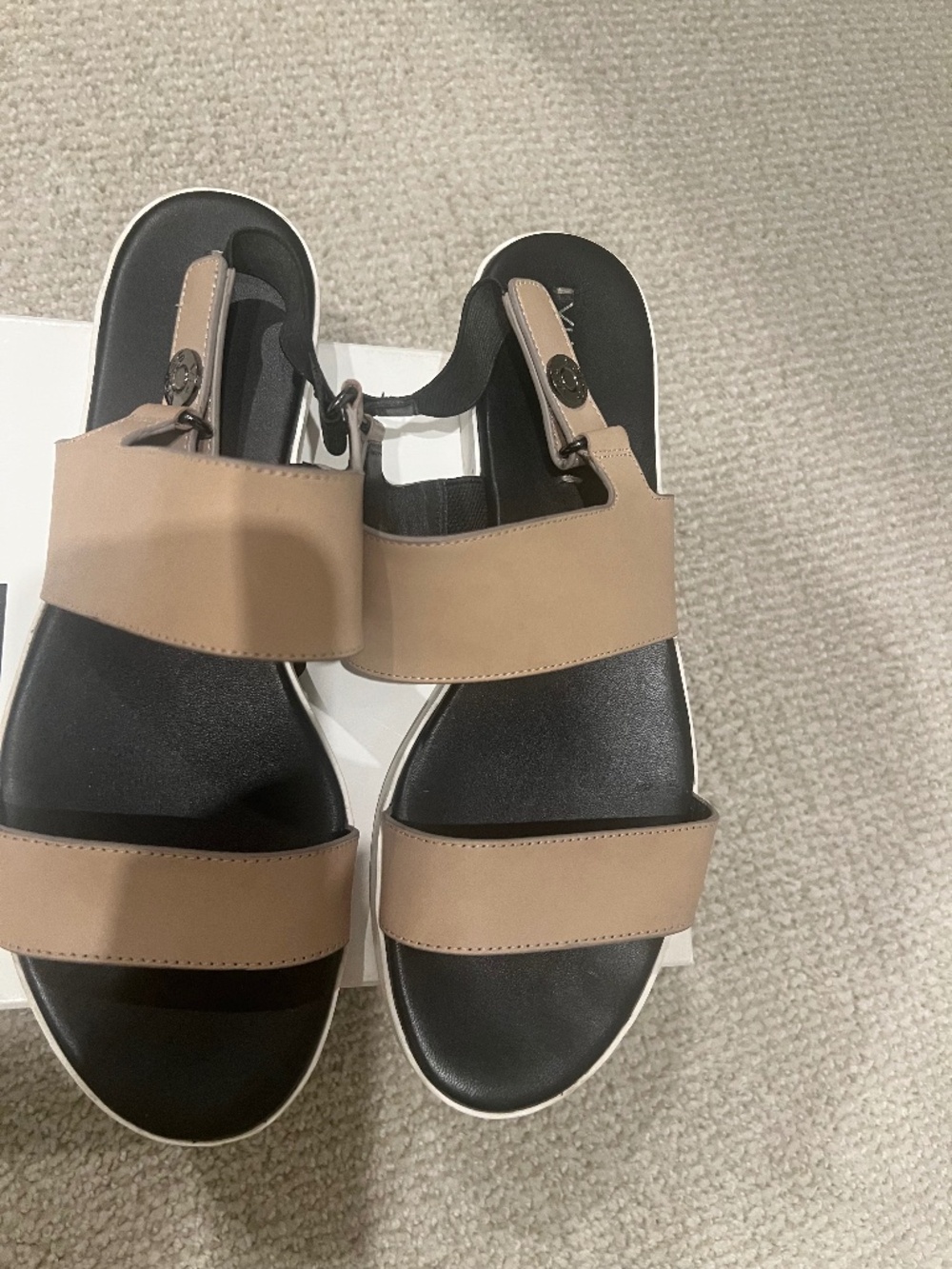Via Spiga Beige Double Strap Platform Slingback Sandals | Size 10
